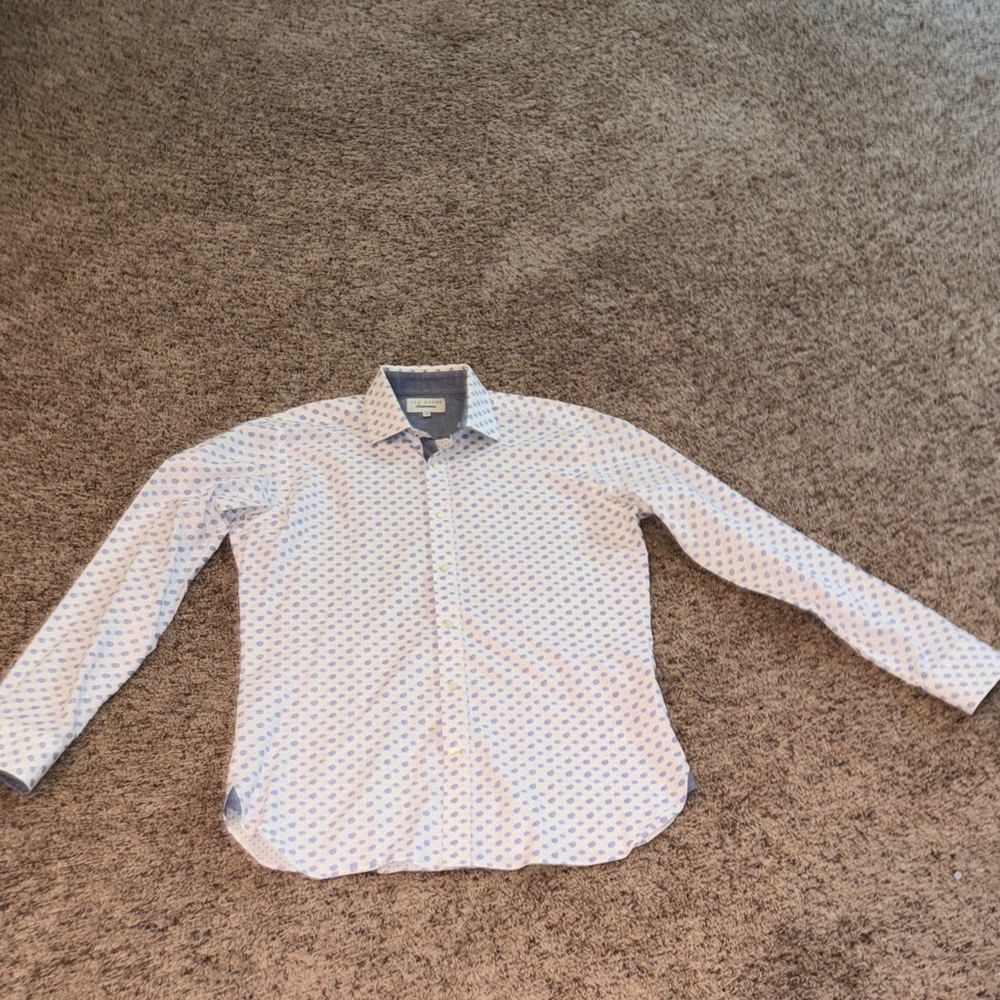 Ted Baker Endurance White and Blue Geometric Shirt - Picture 6 of 6